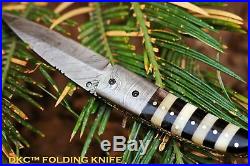 DKC-105 BUMBLE BEE Damascus Folding Pocket Knife 4.5 Folded 8 Long 7.2oz oz