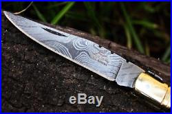 DKC-312 COURTYARD Damascus Folding Laguiole Pocket Knife 4 Folded 7.5 Long