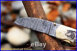 DKC-614 bassman bone Damascus Bass Fishing Folding Pocket Knife 5 Folded, 8.5 O