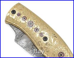DKC-617 VEGAS MAN Damascus Steel Knife Folding Pocket Knife Hand Engraved 8 Lon