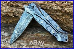 Damascus 3.2Blade Folding knife withLiner Lock, Pocket Clip, Cover-UDK-usa-188