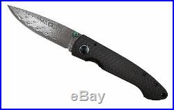 Damascus Blade Folding Knife, 4.5'' Contoured Carbon Fiber Handle, 3.25 Blade