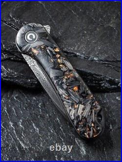 Damascus Copper Shred Resin Knife Folding Pocket Gift Outdoors VP100