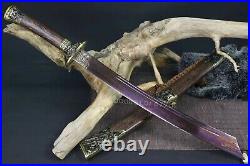 Damascus Folded Steel Chinese Saber Dragon tiger Sword Battle Ready Knife