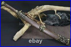 Damascus Folded Steel Chinese Saber Dragon tiger Sword Battle Ready Knife