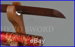 Damascus Folded Steel Samurai Sword Handmade Japanese Wakizashi Knife Full Tang