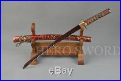 Damascus Folded Steel Samurai Sword Handmade Japanese Wakizashi Knife Full Tang