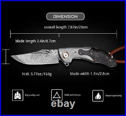 Damascus Folding Knife Edc Tactical 10 Layers Vg10 Steel Core Foil Carbon Fiber