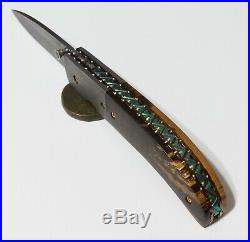 Damascus Folding Knife Mammoth Ivory Scales By Robert Carter