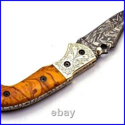 Damascus Folding Knife Pocket Knife DAMASCUS BLADE / Survival / Gift LOT OF 3