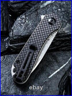 Damascus G10 Carbon Handle Knife Folding Pocket Gift Outdoors VP103