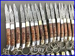 Damascus Handmade 5 Folding pocket Knife Keychain Folding Knife (Lot Of 100)