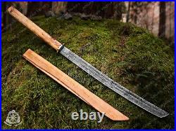 Damascus Katana Sword, Handforged Damascus Sword, Custom Handmade Sword