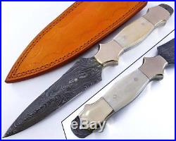 Damascus Knife Hunting Folding Blade Pocket Camping Sports Outdoor Dagger Steel