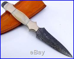 Damascus Knife Hunting Folding Blade Pocket Camping Sports Outdoor Dagger Steel
