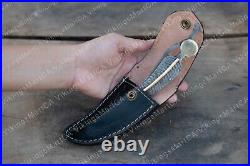 Damascus Leaf Pocket knife, Folding Knife, Every Day Carry Knife, Best Gift