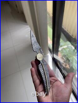 Damascus Leaf Pocket knife, Folding Knife, Every Day Carry Knife, Best Gifts