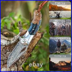 Damascus Pocket Knife Folding knife, Handmade Forged VG10 Damascus Steel Blad