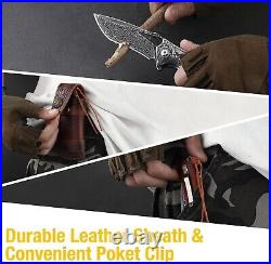 Damascus Pocket Knife Handmade Folding Knives Tactical Outdoor Camping Hunting