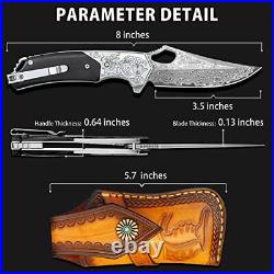 Damascus Pocket Knives for Men, Handmade Forged VG10 Damascus Steel Folding K