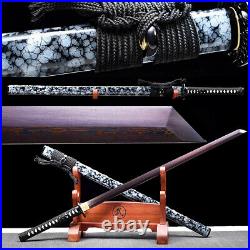 Damascus Red Folded Steel Sharp Ninja Tang Knife Japanese Samurai Katana Sword