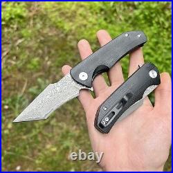 Damascus Steel Blade Folding Knife G10 Handle Tactical Survival EoC