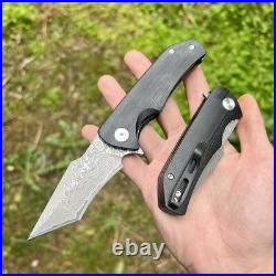 Damascus Steel Blade Folding Knife G10 Handle Tactical Survival EoC