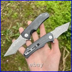 Damascus Steel Blade Folding Knife G10 Handle Tactical Survival EoC