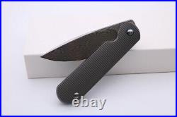 Damascus Steel Folding Knife 3D Titanium Handle Pocket Knives Tactical Knife