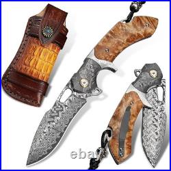 Damascus Steel Folding Pocket Knife For outdoor hunting Fishing camping knife