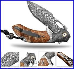 Damascus Steel Folding Pocket Knife For outdoor hunting Fishing camping knife