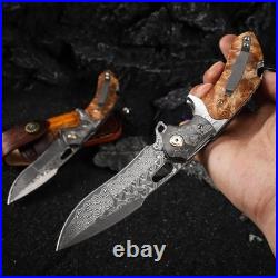 Damascus Steel Folding Pocket Knife For outdoor hunting Fishing camping knife