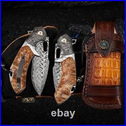 Damascus Steel Folding Pocket Knife For outdoor hunting Fishing camping knife