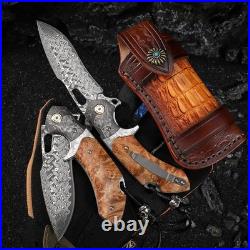 Damascus Steel Folding Pocket Knife For outdoor hunting Fishing camping knife