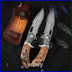 Damascus Steel Folding Pocket Knife For outdoor hunting Fishing camping knife