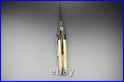 Damascus Steel Folding Pocket Knife with Camel Bone Handle Made to Order