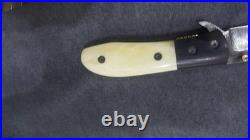 Damascus Steel Folding Pocket Knife with Camel Bone Handle Made to Order