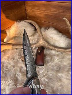 Damascus Steel Pocket Knife, Handmade Damascus Pocket Folding Knife