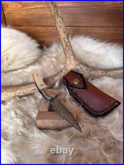 Damascus Steel Pocket Knife, Handmade Damascus Pocket Folding Knife