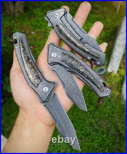 Damascus Steel Tactical Knife Folding Knife Rescue Pocket Knives Carbon Fiber