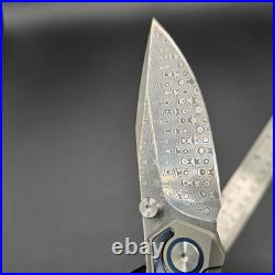 Damascus Steel VG10 Blade Titanium Folding Knife with Zirconium Timascus Inlays