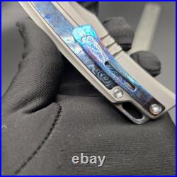 Damascus Steel VG10 Blade Titanium Folding Knife with Zirconium Timascus Inlays