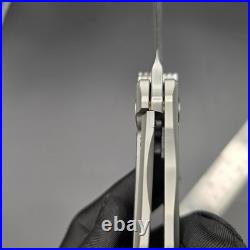 Damascus Steel VG10 Blade Titanium Folding Knife with Zirconium Timascus Inlays