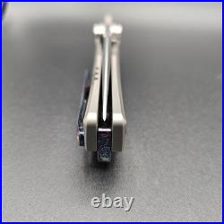 Damascus Steel VG10 Blade Titanium Folding Knife with Zirconium Timascus Inlays