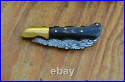 Damascus custom made folding knife Laguiole Type From The Eagle Collection M857v