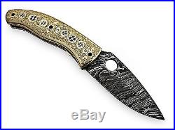 Damascus knife Custom Handmade Damascus Steel Liner Lock folding Knives
