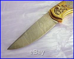 Damascus knife Wolf. Folding knife. Gift to man. Hunter Fisherman Camper