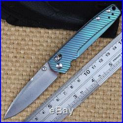 Damascus steel blade Titanium handle Drop Point high quality folding knife