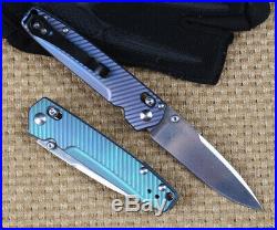 Damascus steel blade Titanium handle Drop Point high quality folding knife