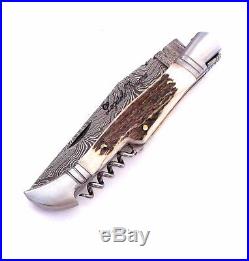 Damascus steel folding pocket knife, camping knife utility knife survival knife H
